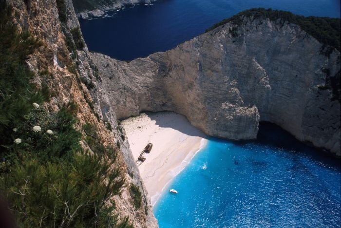 Shipwreck Cove, Navagio Beach on Zakynthos Island, Greece