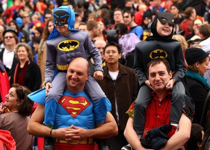 Super hero world record attempt, Federation Square in Melbourne, Australia