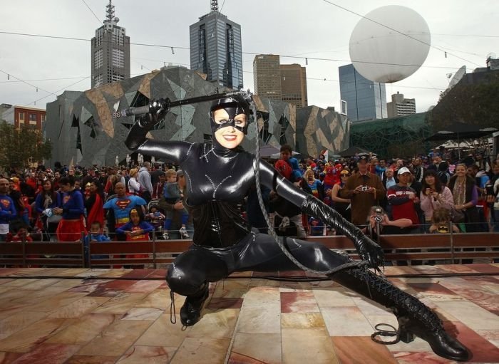 Super hero world record attempt, Federation Square in Melbourne, Australia