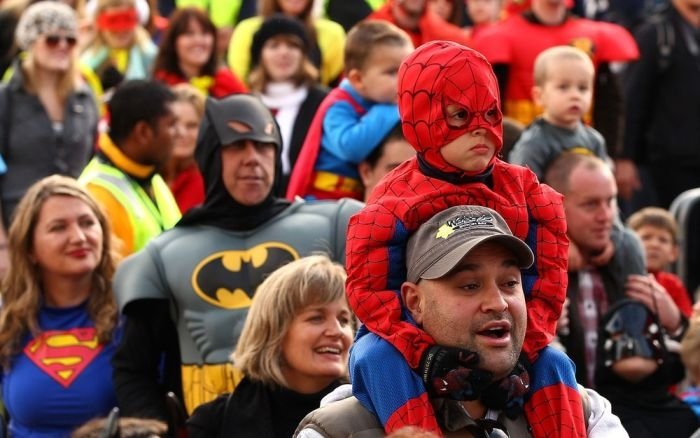 Super hero world record attempt, Federation Square in Melbourne, Australia