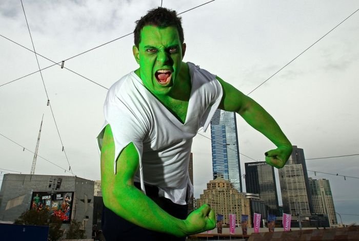 Super hero world record attempt, Federation Square in Melbourne, Australia