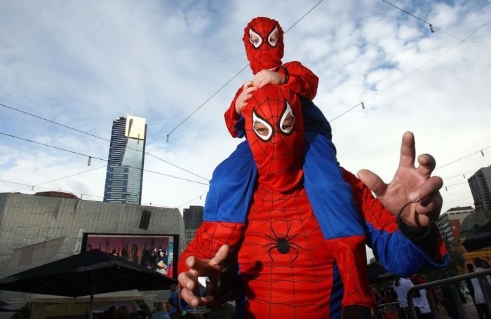 Super hero world record attempt, Federation Square in Melbourne, Australia