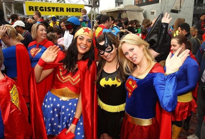 Super hero world record attempt, Federation Square in Melbourne, Australia