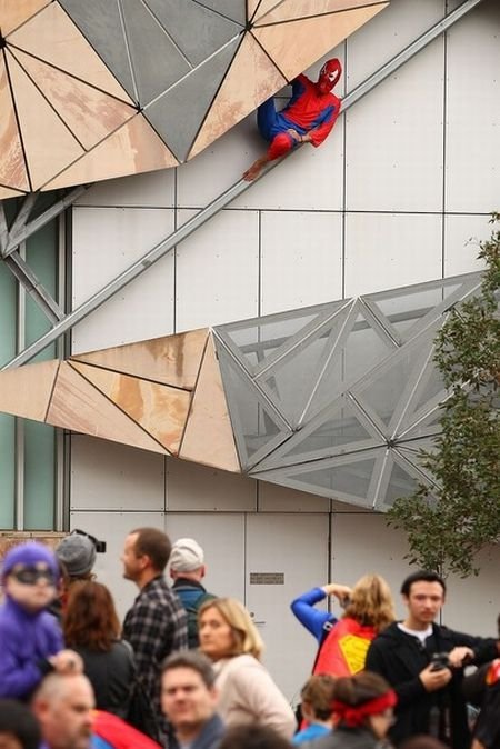 Super hero world record attempt, Federation Square in Melbourne, Australia