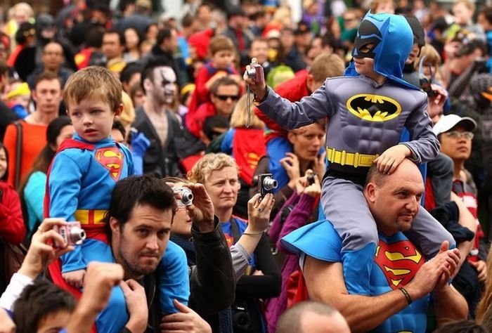 Super hero world record attempt, Federation Square in Melbourne, Australia