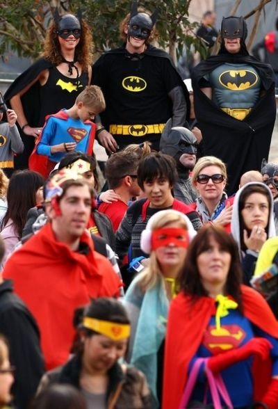 Super hero world record attempt, Federation Square in Melbourne, Australia