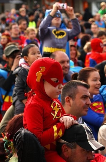 Super hero world record attempt, Federation Square in Melbourne, Australia