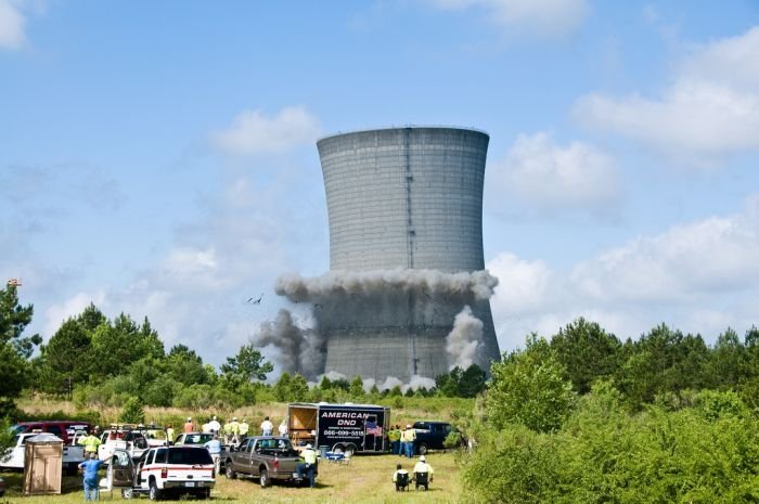 The demolition of the K cooling tower, South Carolina, United States
