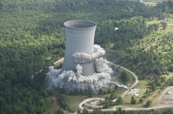 The demolition of the K cooling tower, South Carolina, United States