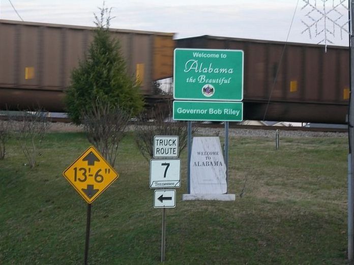 Welcome state sign, United States