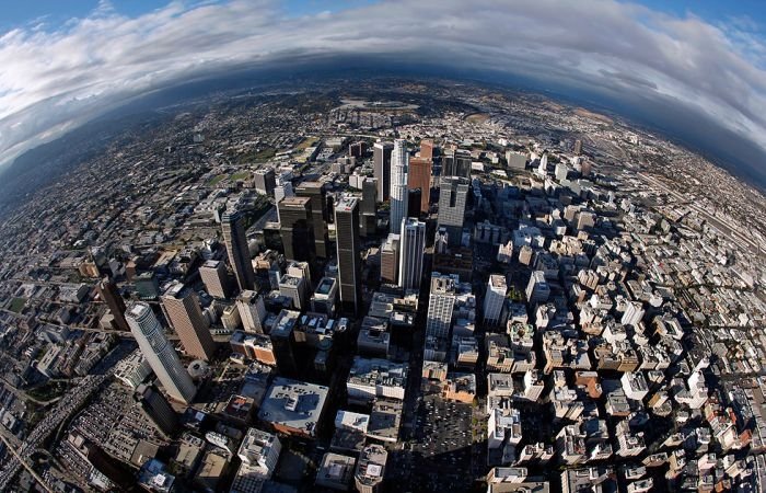 Bird's-eye view of Los Angeles, United States