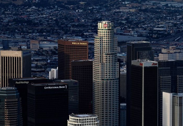 Bird's-eye view of Los Angeles, United States