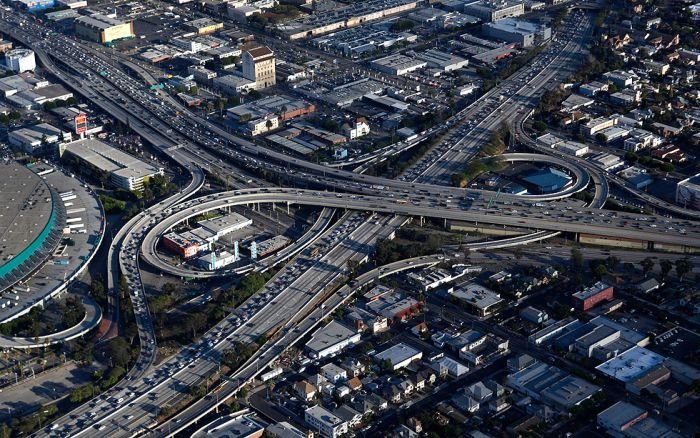 Bird's-eye view of Los Angeles, United States