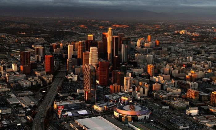 Bird's-eye view of Los Angeles, United States