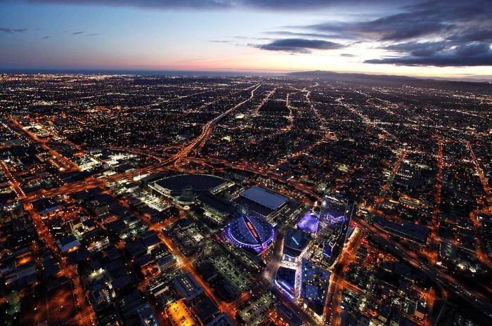 Bird's-eye view of Los Angeles, United States