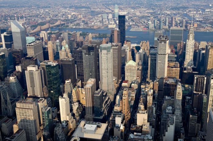 Bird's-eye view of New York City, United States