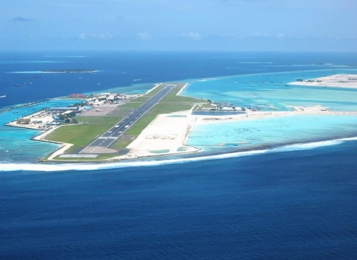 aerial view of airport runway