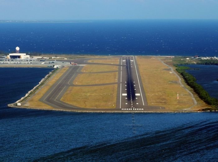 aerial view of airport runway