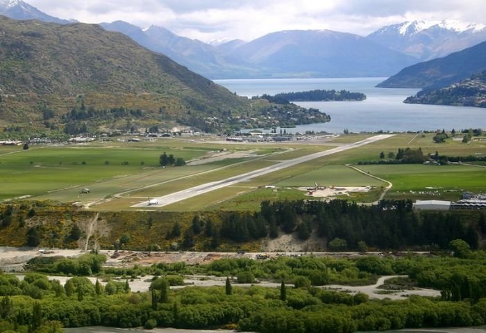 aerial view of airport runway