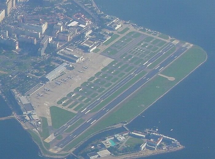 aerial view of airport runway