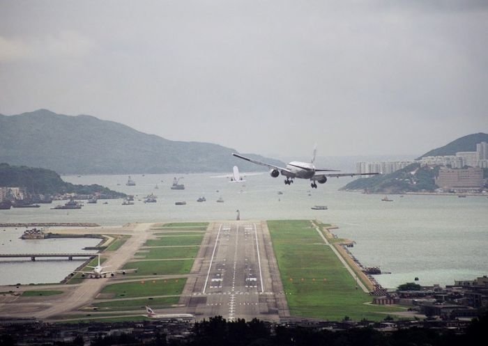 aerial view of airport runway