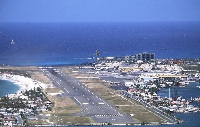 aerial view of airport runway