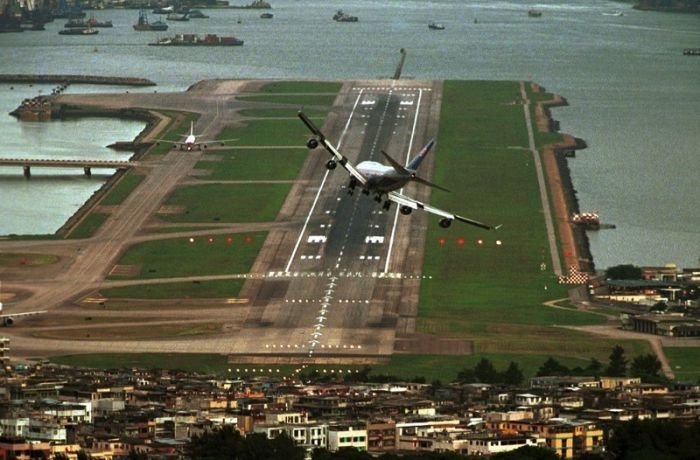 aerial view of airport runway