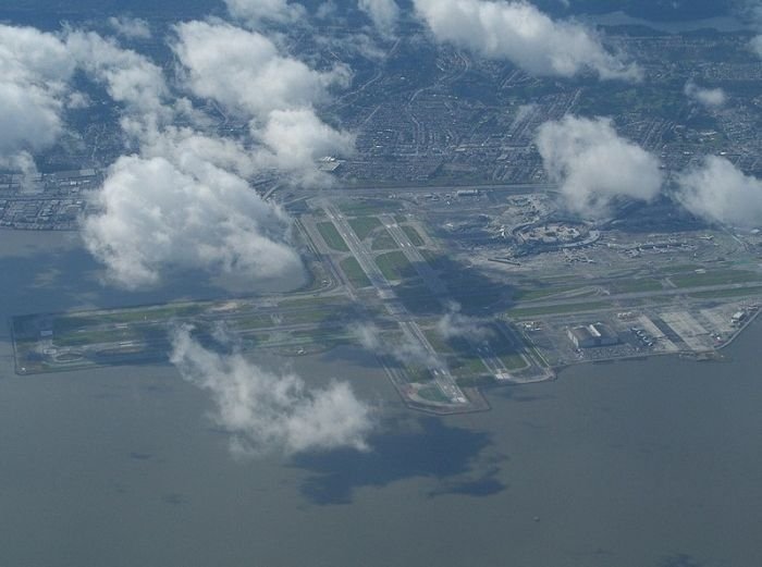 aerial view of airport runway