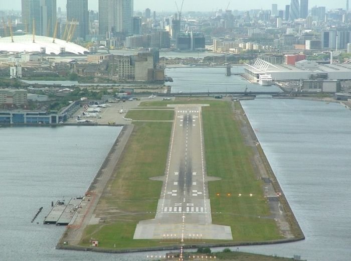 aerial view of airport runway