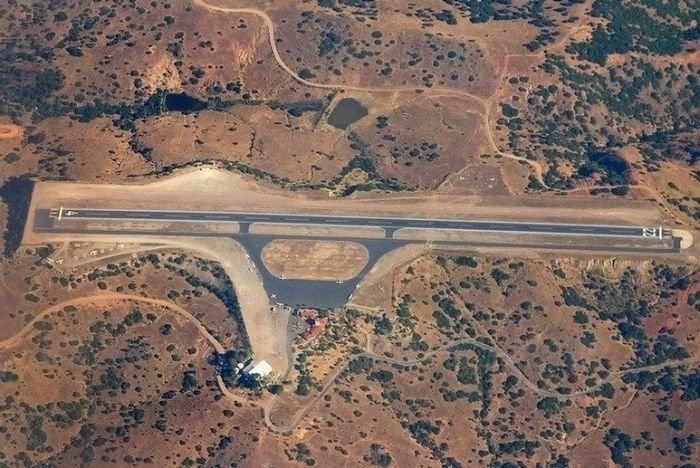 aerial view of airport runway