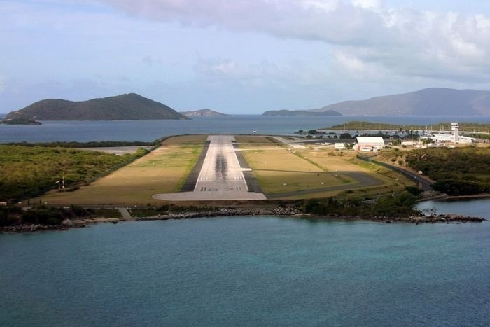 aerial view of airport runway
