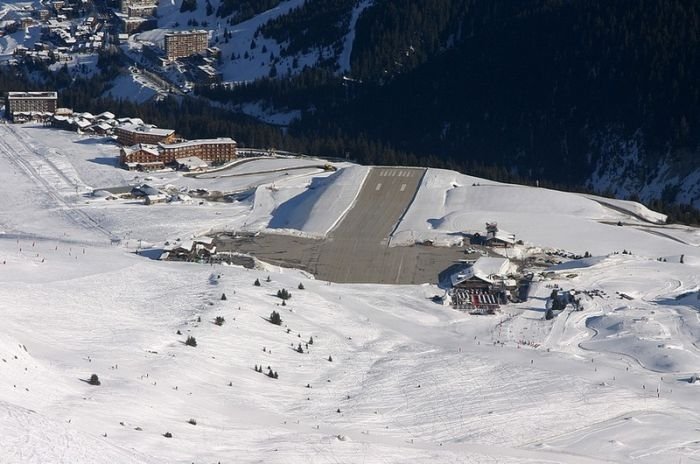 aerial view of airport runway