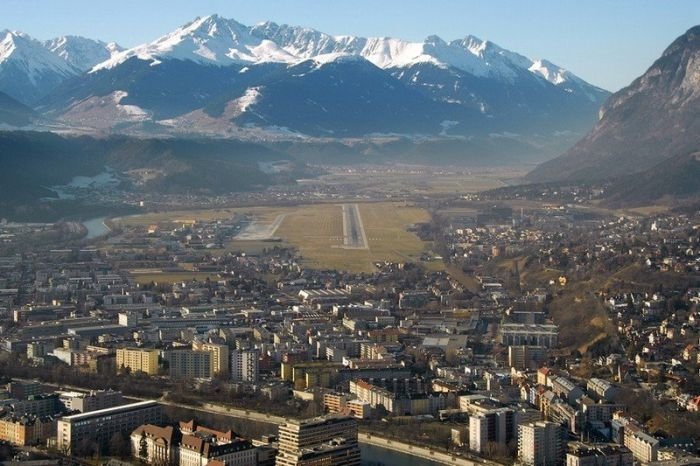 aerial view of airport runway