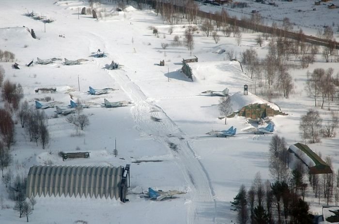 aerial view of airport runway