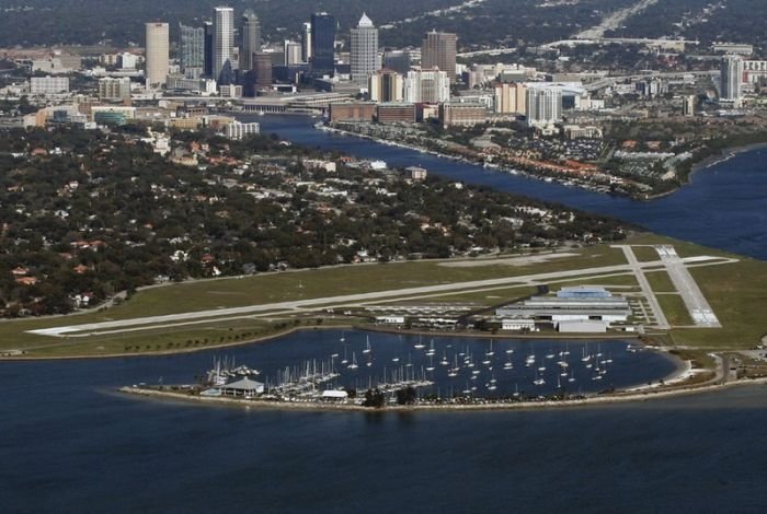 aerial view of airport runway