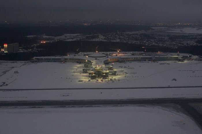 aerial view of airport runway