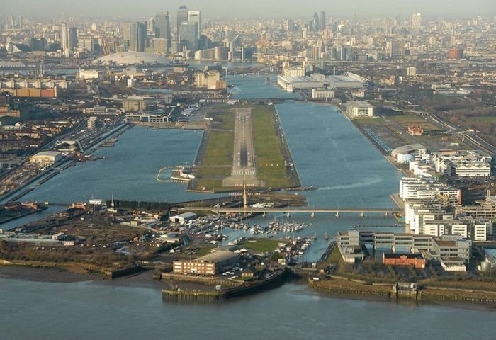 aerial view of airport runway