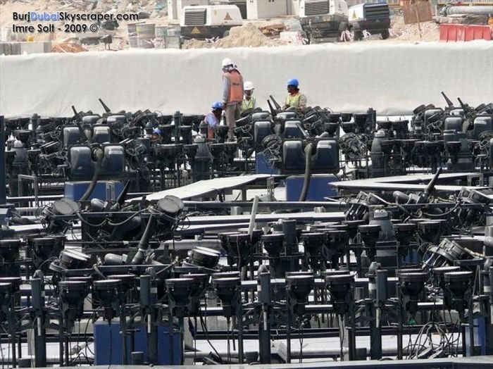 Record fountain system set, Burj Khalifa Lake, Dubai, United Arab Emirates