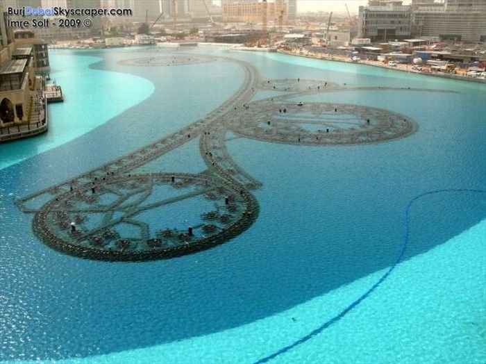 Record fountain system set, Burj Khalifa Lake, Dubai, United Arab Emirates