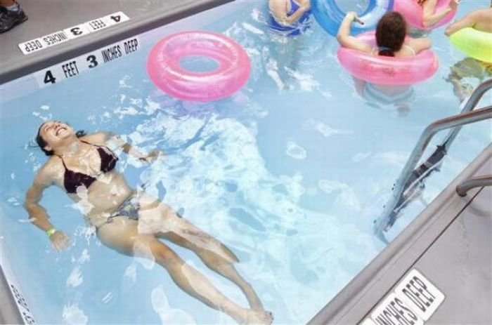 Dumpster swimming pools, Park Avenue, New York City, United States