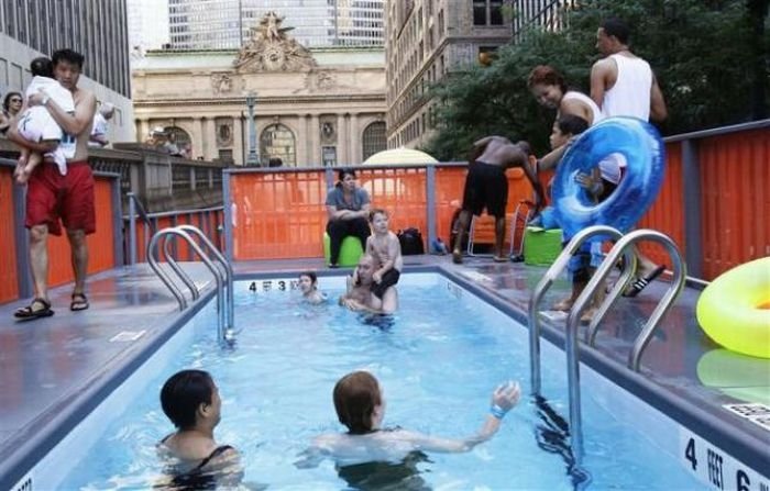 Dumpster swimming pools, Park Avenue, New York City, United States