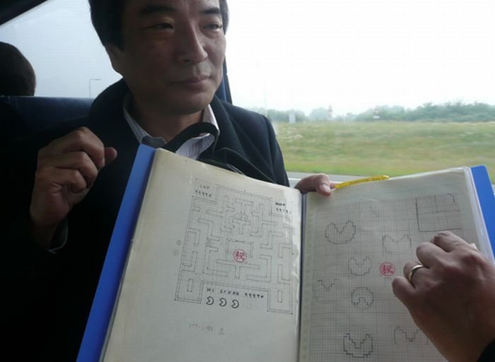 Original sketches of Pac-Man drawings by Toru Iwatani