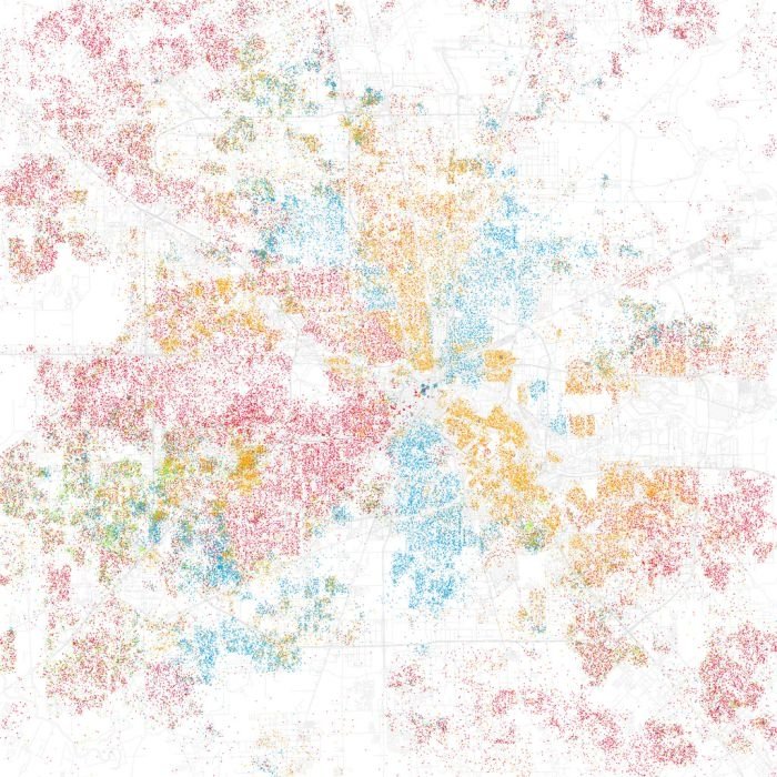 Race and ethnicity of US cities by Eric Fischer