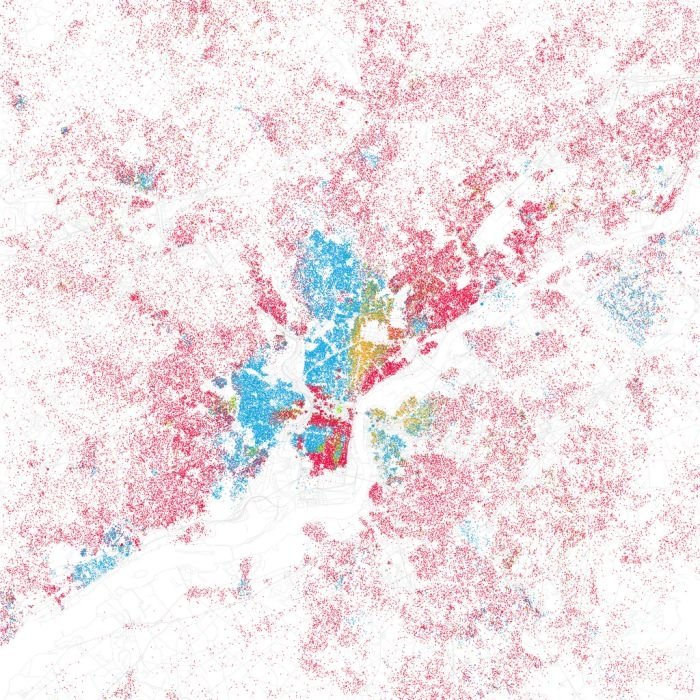 Race and ethnicity of US cities by Eric Fischer