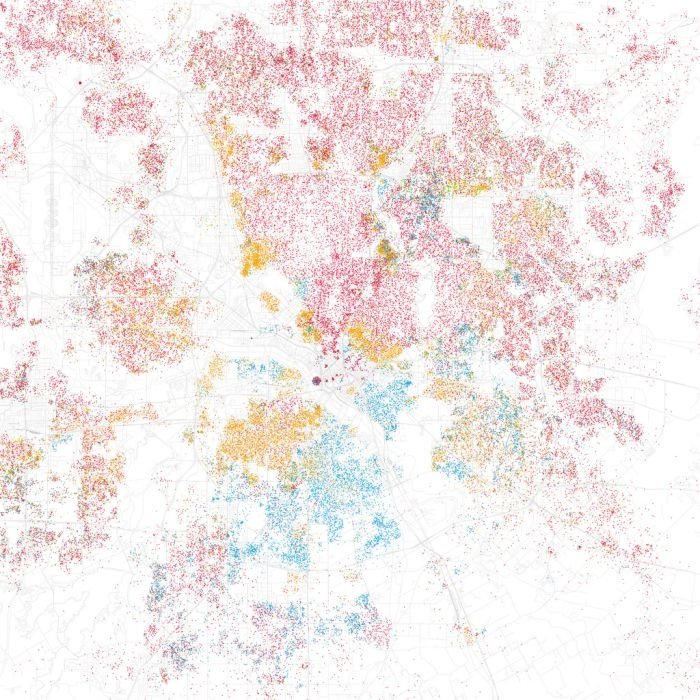 Race and ethnicity of US cities by Eric Fischer