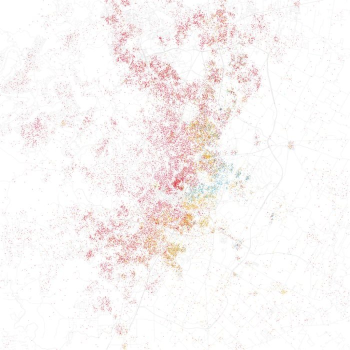 Race and ethnicity of US cities by Eric Fischer