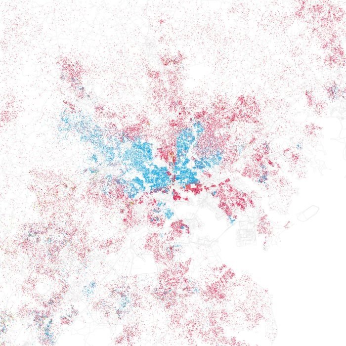 Race and ethnicity of US cities by Eric Fischer