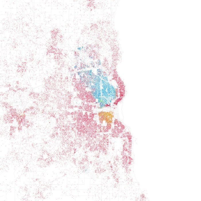 Race and ethnicity of US cities by Eric Fischer