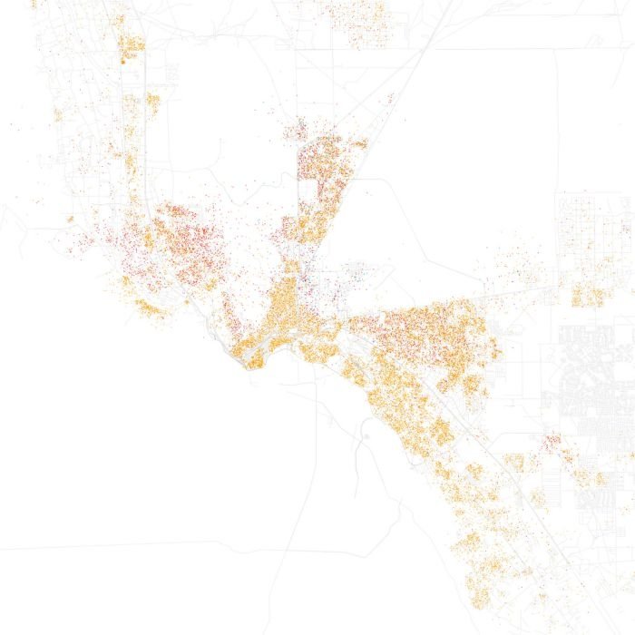 Race and ethnicity of US cities by Eric Fischer