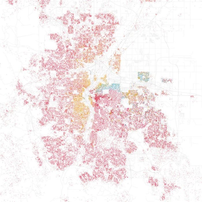 Race and ethnicity of US cities by Eric Fischer